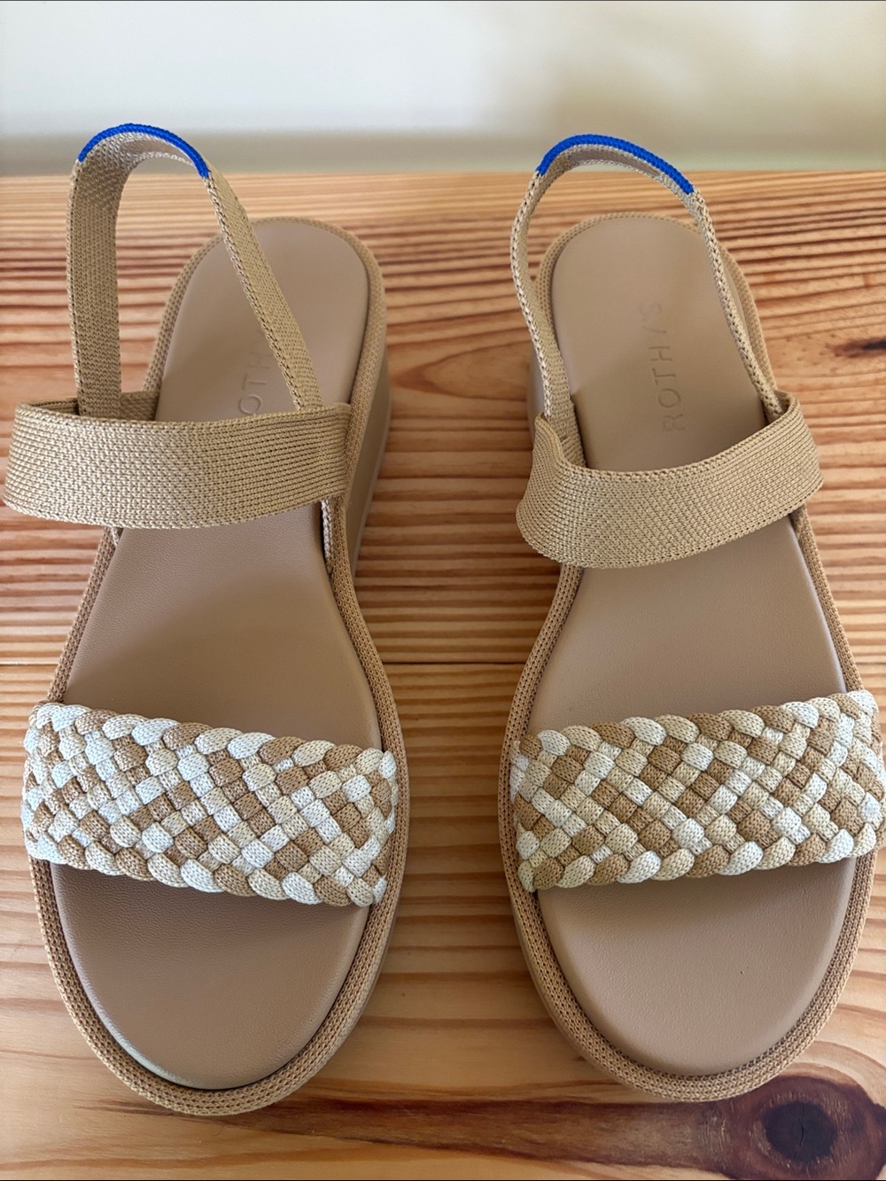 Rothy's Braided Beige & Cream Slingback Sandal